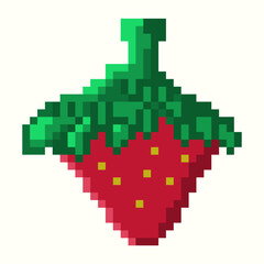Fototapeta premium Strawberry pixel art vector design