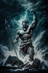  Greek god Poseidon - obrazy, fototapety, plakaty