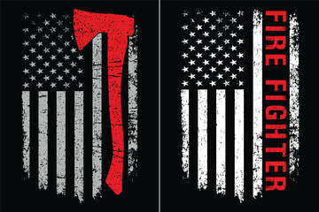 American Flag Firefighter And Axe Design