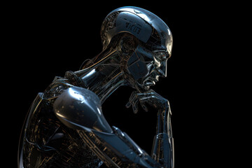 Fototapeta premium Thoughtful Humanoid Robot