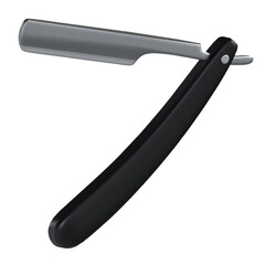 Black sharp straight razor on a white background. vector illustration. 