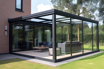 Modern Aluminum Veranda with Outdoor View