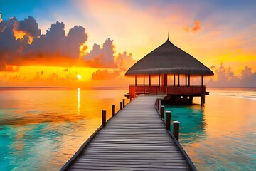 Romantischer Sonnenuntergang auf den Malediven