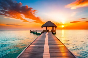 Romantischer Sonnenuntergang auf den Malediven