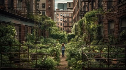 Fototapeta na wymiar Urban Gardening: Growing Plants in the City. Generative AI
