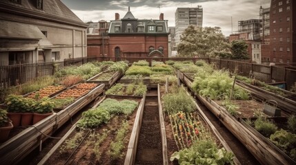 Fototapeta na wymiar Urban Gardening: Growing Plants in the City. Generative AI