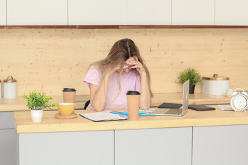 the elderly woman covered her face. a tired elderly woman. stress. burnout. Headaches