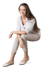 Portrait of a young  pretty businesswoman isolated on background