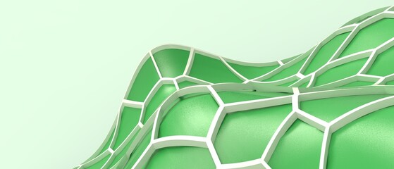 Abstract geometric background. Science and technology and cell connectivity experiments on the evolution of living organisms on green. futuristic, Inspiration, copy space, software -3d Rendering