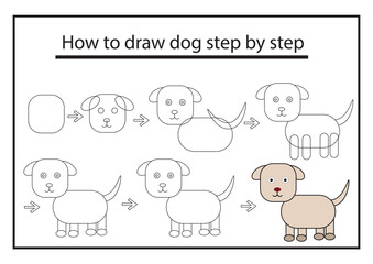 How to draw dog step by step