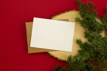 decretive flat lay with blank card 