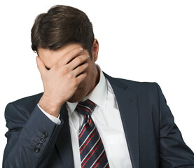 Man Doing Facepalm and Cover His Eyes and Face with Palm - Isolated