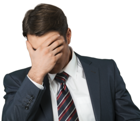 Man Doing Facepalm and Cover His Eyes and Face with Palm - Isolated