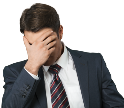 Man Doing Facepalm and Cover His Eyes and Face with Palm - Isolated