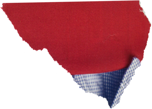 red textured scrap of magazine paper