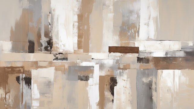 Neutral Abstract Painting of a Farmhouse
