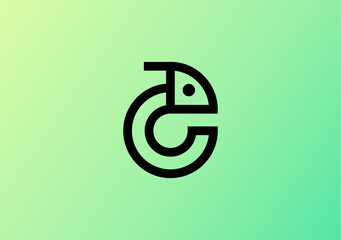 monogram chameleon logo based on initial letter C © Faazadesigns