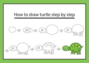 How to draw turtle step by step