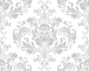 Vector damask seamless pattern background. Classical luxury old fashioned damask ornament, royal victorian seamless texture for wallpapers, textile, wrapping. Exquisite floral baroque template.	
