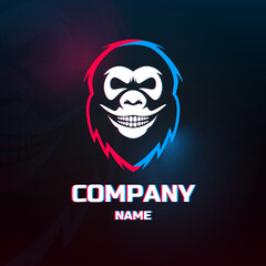 Monkey with Cheshire cat smile with glitch effect