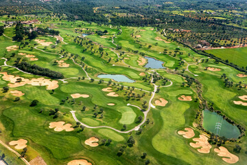 Golf course air view, Mallorca, Spain - obrazy, fototapety, plakaty