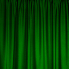 Closed bright green drapes with satin velvet light effect
