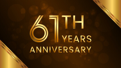 61 year anniversary celebration. Anniversary logo design with double line concept. Logo Vector Template Illustration
