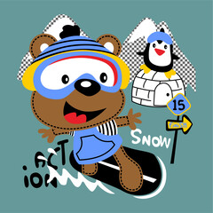 Sk8 bear cartoon vector design