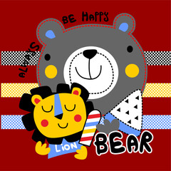 lion bear cartoon vector design