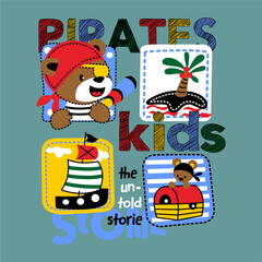Pirates kids cartoon vector design
