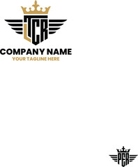 TCR initial letter with wing, crown logo, luxury logo,luxury shield, monogram logo design premium template vector