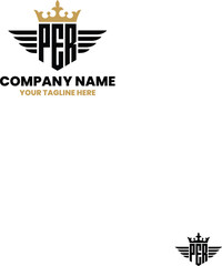 PER initial letter with wing, crown logo, luxury logo,luxury shield, monogram logo design premium template vector