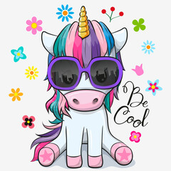 Cute Cartoon Cool unicorn