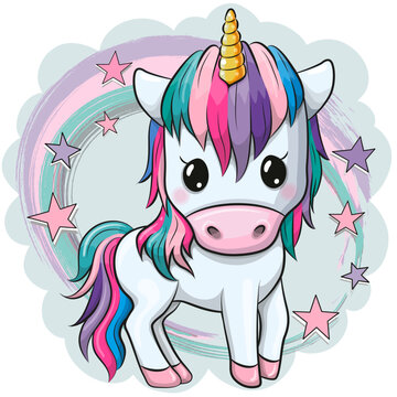recommend clip art: Cute Cartoon Unicorn with stars