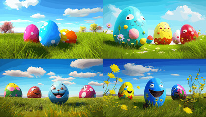 easter eggs in grass