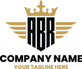 ABR initial letter with wing, crown logo, luxury logo,luxury shield, monogram logo design premium template vector
