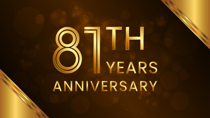 81 year anniversary celebration. Anniversary logo design with double line concept. Logo Vector Template Illustration