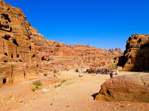 Street of Facades in ancient city Petra, Jordan, one of seven Wonders of the World