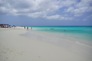 Beautiful Eagle Beach  on the caribbean island of Aruba