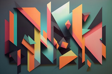 3d rendering of abstract background with cut out shapes in paper art style