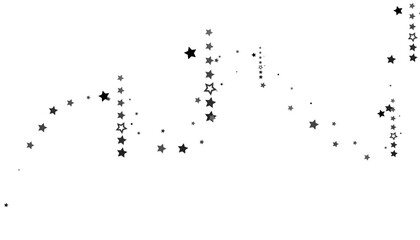 Flying confetti stars. Black, white colours. Festive background. Black stars on white background. Design element. Vector illustration, eps 10.