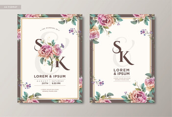 Beautiful wedding invitation card set design