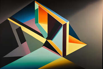 3d rendering, geometric shape, colorful background, digital illustration.