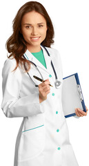 Fototapeta premium Female physician holding a patients chart