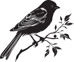 Bird on a branch Vector illustration, SVG	