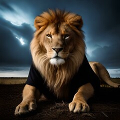 Portrait of a lion with shirt