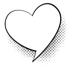 Heart shape speech balloon in vintage comic style