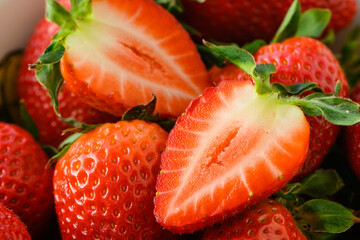 background of fresh red strawberries 3