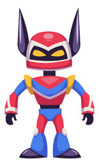Plastic robot icon. Cartoon action figure toy