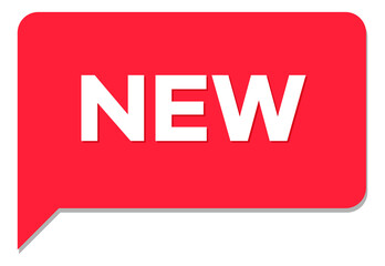 New word in speech bubble. Chat message for newest product promotion